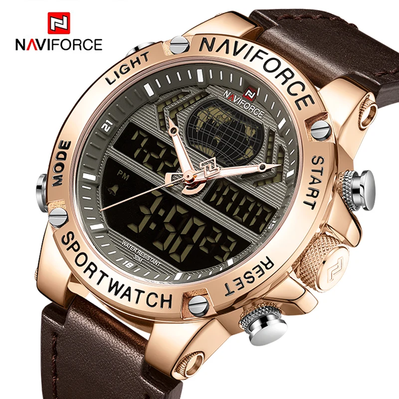 NAVIFORCE часы для мужчин Топ люксовый бренд кожа водонепроницаемые спортивные