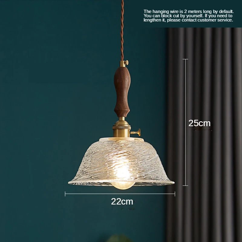 

Modern LED Pendant Light Kitchen Living Room Chandelier Restaurant Bar Balcony Bar Hanging Lighting Cafe Brass Walnut Glass Lamp