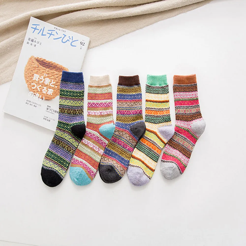 Носки 5 шт./упаковка женские хлопковые Разноцветные носки с принтом|Носки| |