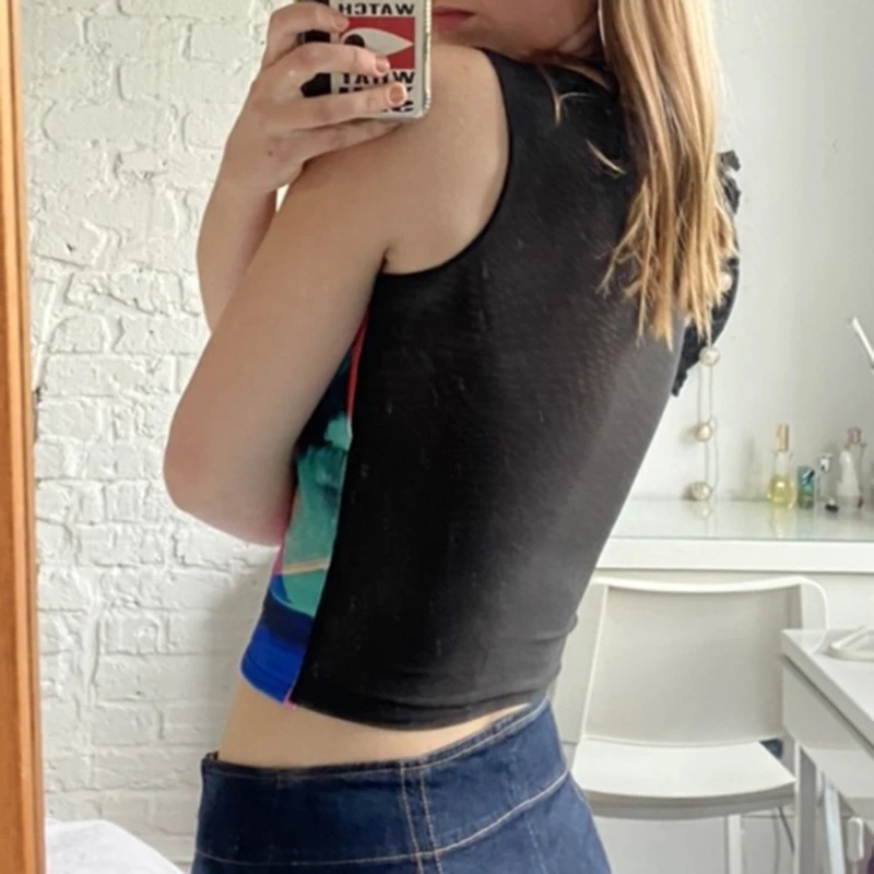 

Retro Aesthetic Mesh Sexy Corset Top Tee Women Harajuku Sleeveless Cami Summer Beach Cute Crop Tops Y2K Club Streetwear Iamhotty