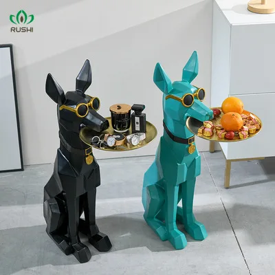 

Nordic Style Home Decor Figurine Dog Table Floor Statue Sculpture Ornament Living Room Decoration Statue Decor Creative Gift