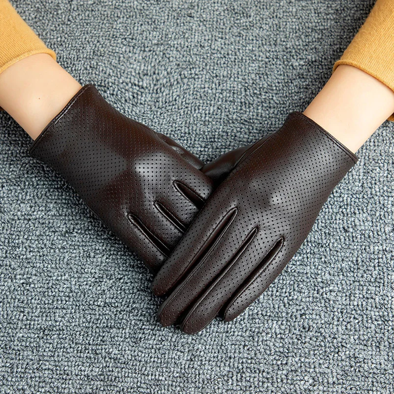 Перчатки мужские из натуральной овечьей кожи тонкие дышащие кожаные перчатки с