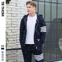 thom 2019 tb mens fashion embroidery hooded jacket sport casual cotton dyed jacket men couple wear hoodies sweatshirts male