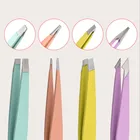 Пинцет для бровей, 4 цвета, из нержавеющей стали, снятие макияжа дюйма