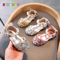 sequin leather children shoes girls princess sandals spring and summer new wedding party dance kids shoes girls pink gold silver