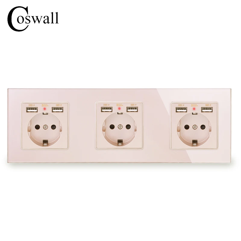 COSWALL 3/4 банда Россия Испания стандарт ЕС розетка + двойное зарядное устройство USB