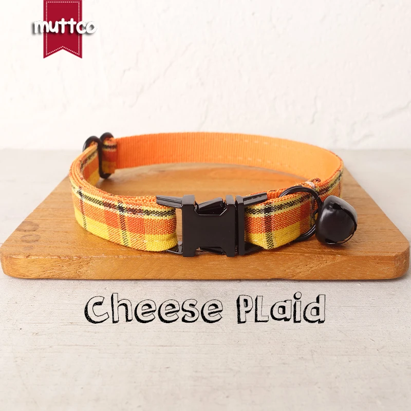

MUTTCO розничная продажа платинового высокого качества металлическая пряжка воротник для кошки сыра клетчатый дизайн кошки воротник 2 размер...