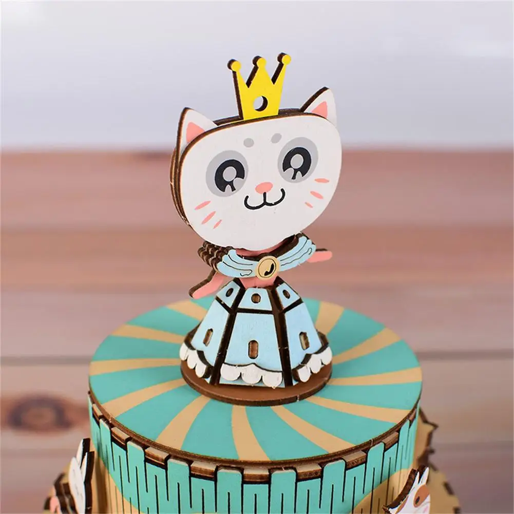 Innovative Birthday Christmas Gift Wooden Music Box Carousel Crafts Ornaments DIY Cottage House Home Decoration |