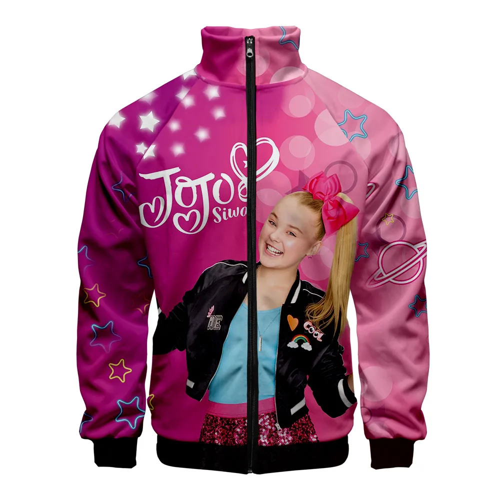 

2021 New JOJO SIWA 3D Printed Stand Collar Zipper Jacket Fashion men Women Fashion Casual Trendy Streetwear girls Clothes tops