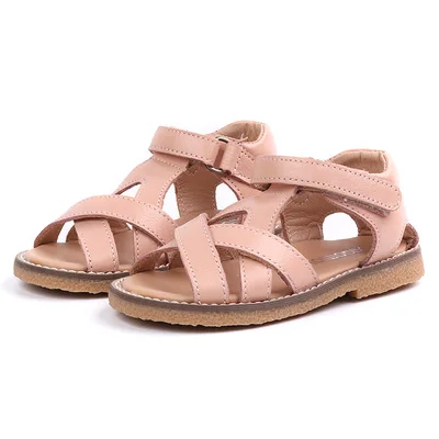 Сандалии из натуральной кожи для девочек летняя пляжная обувь принцессы мягкая