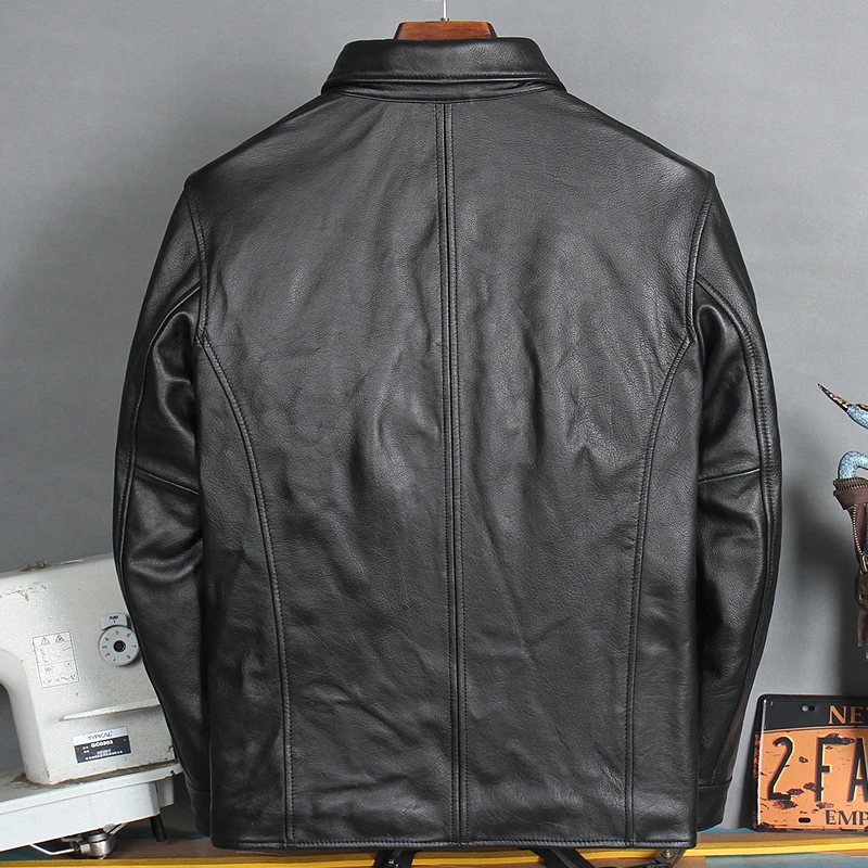 

JCHB 2021 100% Genuine Leather Jacket Men Short Cowhide Coat Casual Mens Jackets and Coats Spring Autumn Chaqueta Hombre Pph254