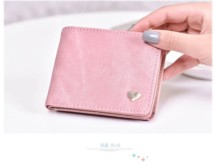Women Small Clutch Wallet MultiFunction Change Purses Heart Decoration Big Capacity Wallets Cute Card Holder Money Bag