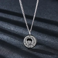 hot fashion couple stainless steel silver plated prince pendant necklace for men women valentines day lover jewelry gift bijoux