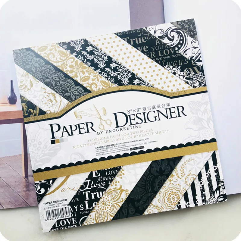 36 листов двухсторонний Печатный винтажный узор сделай сам фон для скрапбукинга