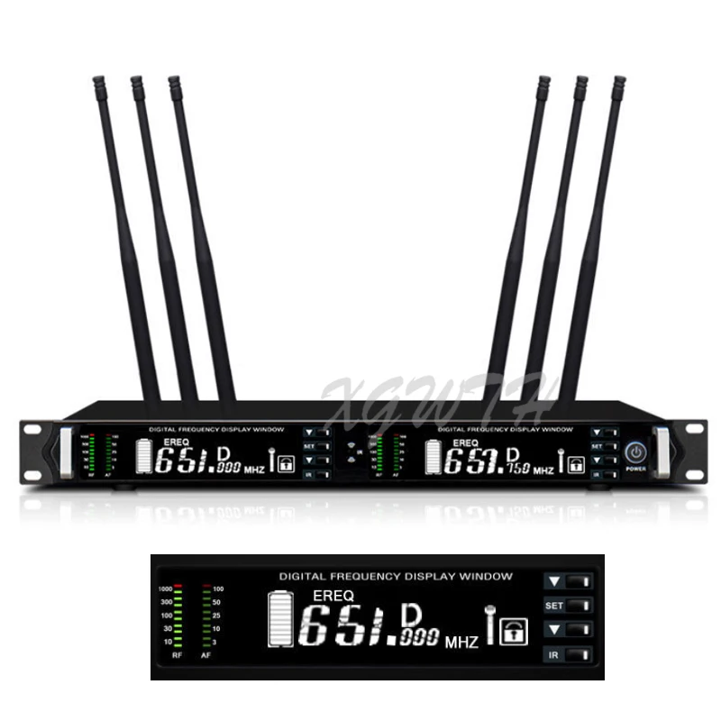 구매 XGWTH UR4D Beta87 듀얼 채널 디지털 무선 마이크 수신기 시스템 UHF 트루 다이버시티 핸드 헬드 헤드셋 마이크