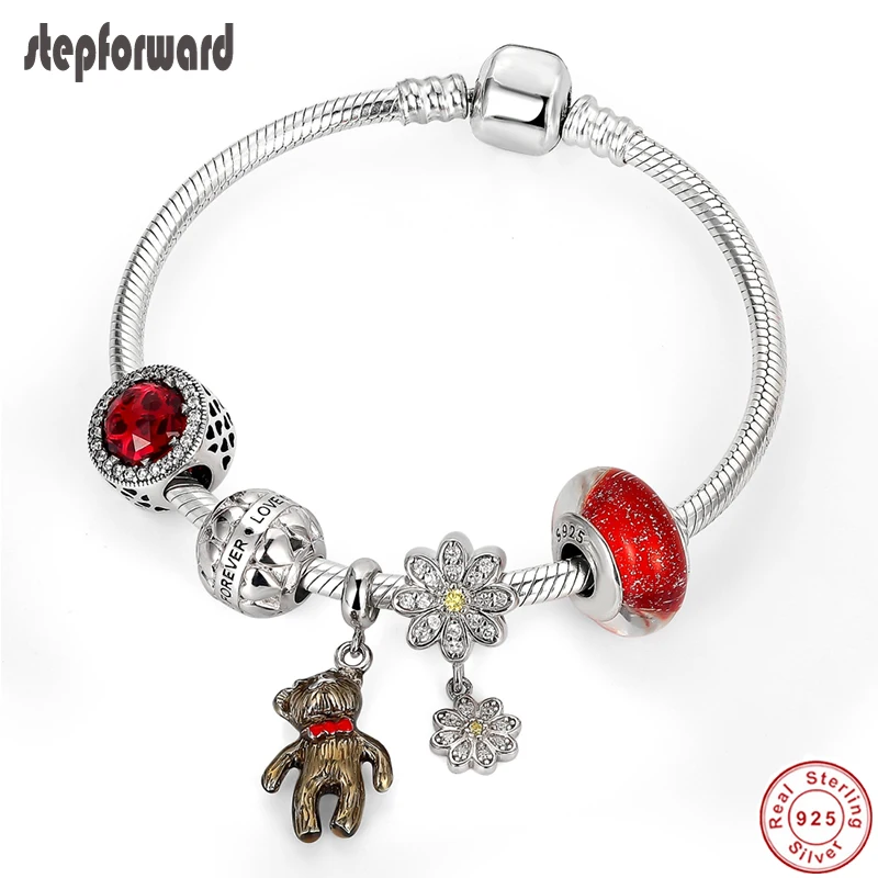Шаг вперед 100% 925 стерлингового серебра браслет оригинальные браслеты из