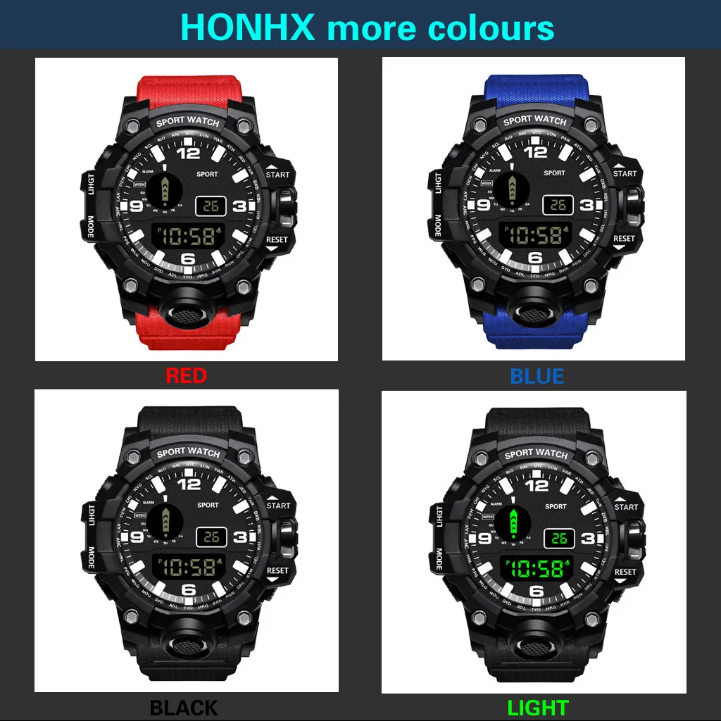 

HONHX Luxury Mens Digital Led Watch Date Sport Outdoor Electronic Wristwatch Digital Sport Watch Men Waterproof F3