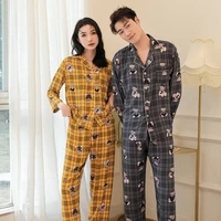 long sleeve pajamas autumn trousers suit printing cartoon bear fashion pyjama set large size nightwear home service