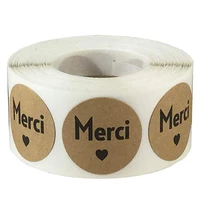 500 pcsroll round merci french thank you seal labels stickers self adhesive wedding party cards gifts box package label sealing