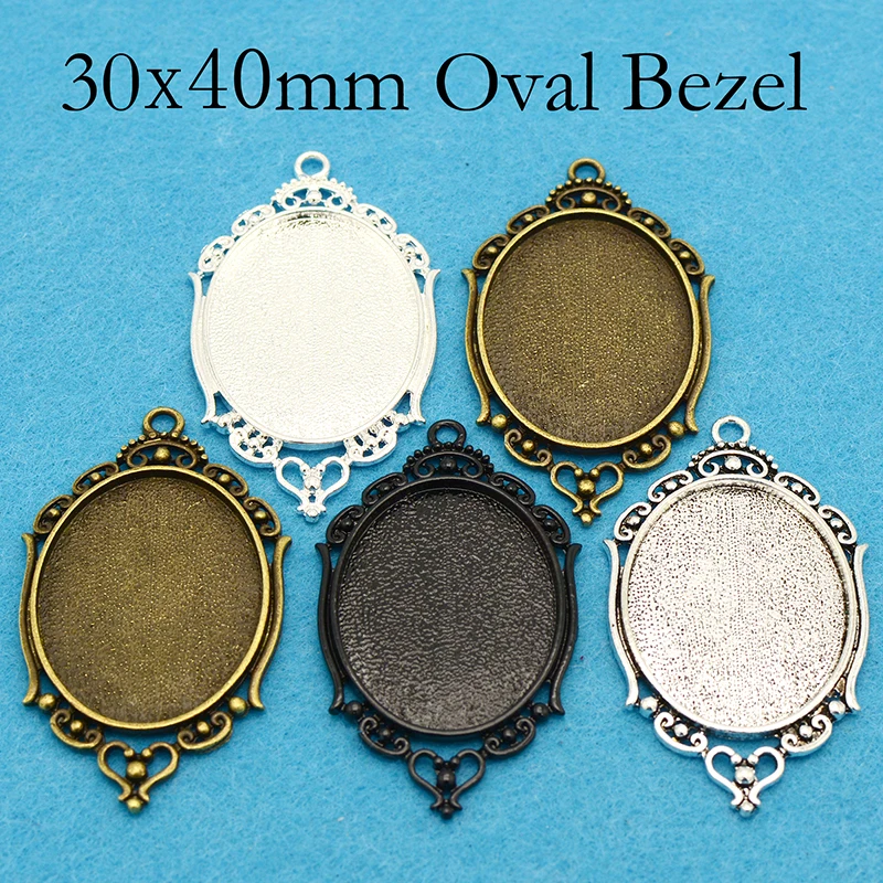 500 шт. Овальные Подвески 30x40 мм филигранная Као пустая рамка подвеска для кабошона