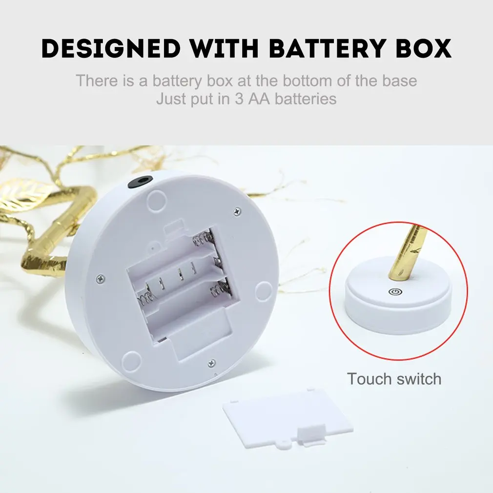 Светодиодная лампа на дерево теплый светильник медная с золотыми листьями