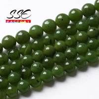 aaaaa natural canada green jades stone beads round loose beads for jewelry making diy bracelet ear studs accessories 6 8 10 12mm