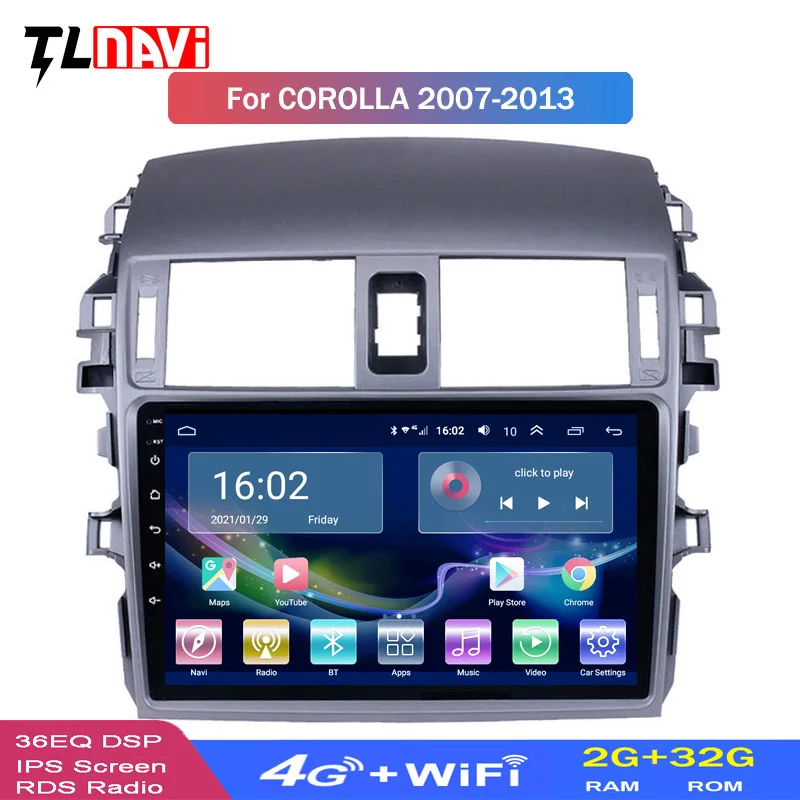 

4G LTE 2G RAM 9 дюймов Android 10 автомобильный DVD-плеер для Toyota Corolla 2007-2013 аудио радио мультимедиа GPS навигационная система