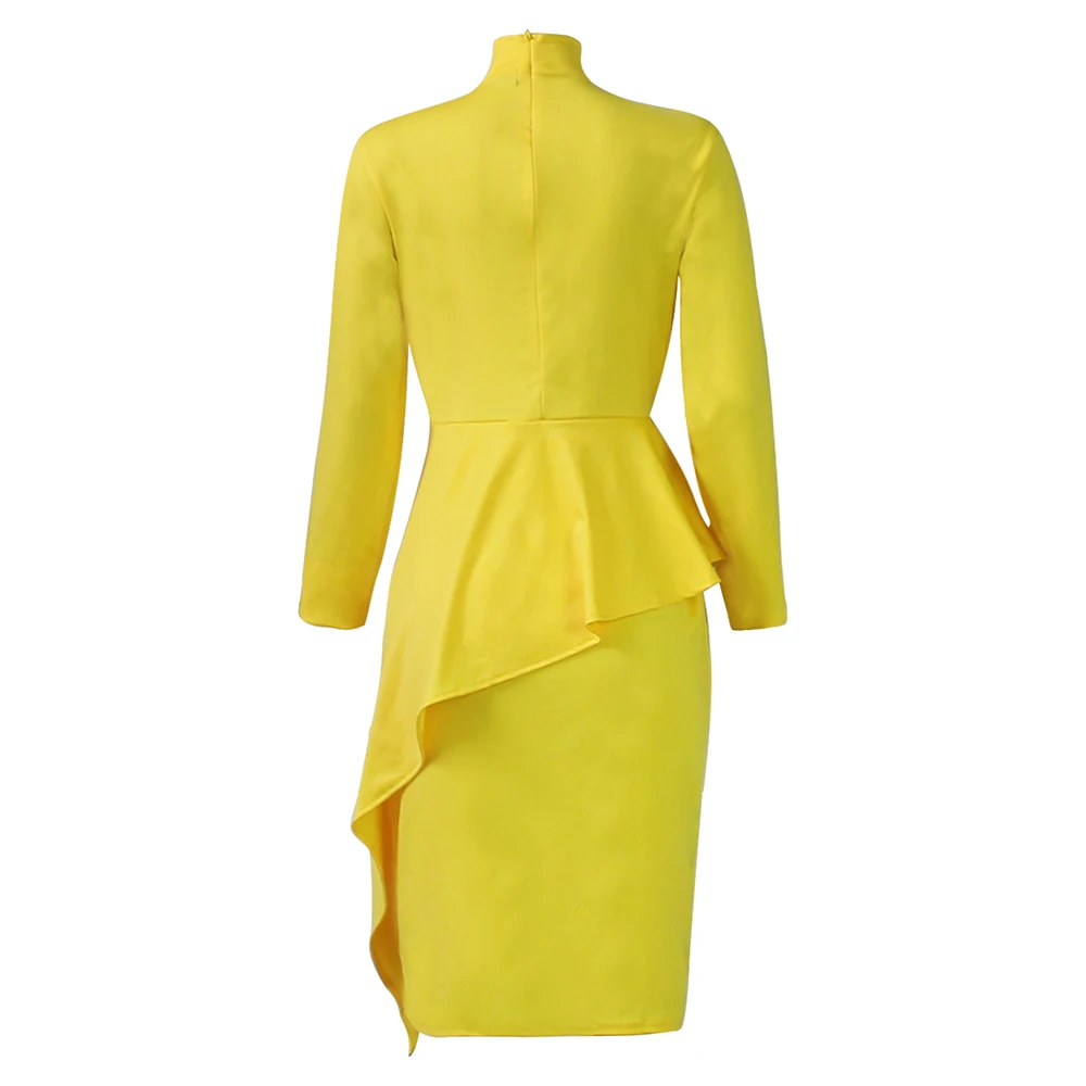 Желтое вечернее облегающее платье большого размера в африканском стиле офисное