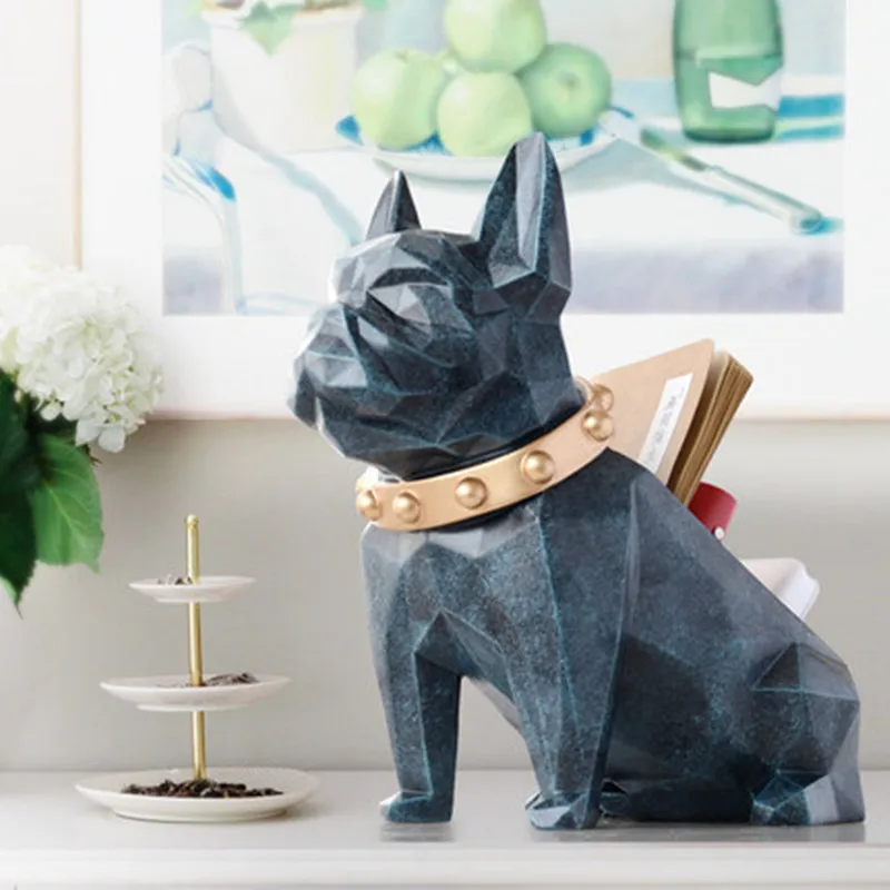 

Storage Box Home Decor Office Mobile Phone Tools Control Organizer Resin Dog Statue Tabletop Desktop Holder WX24