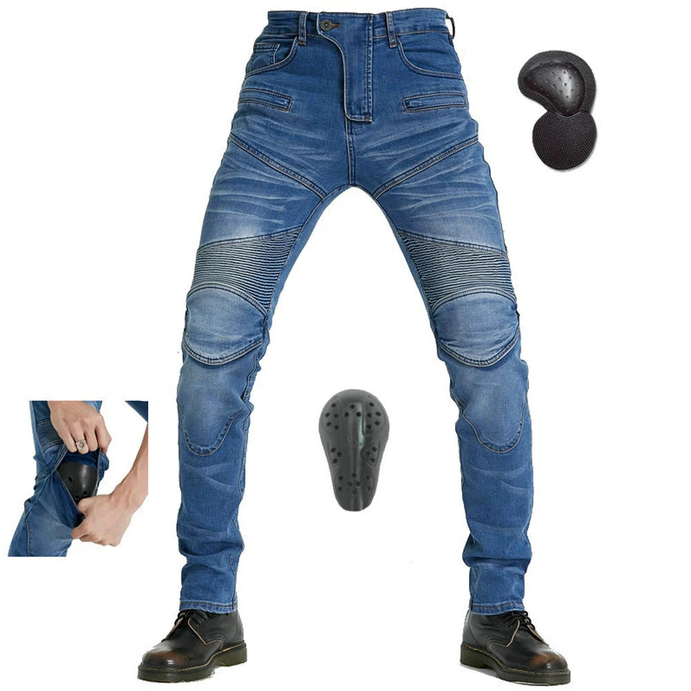 Джинсы для езды на мотоцикле CE защитные наколенники штаны мотокросса