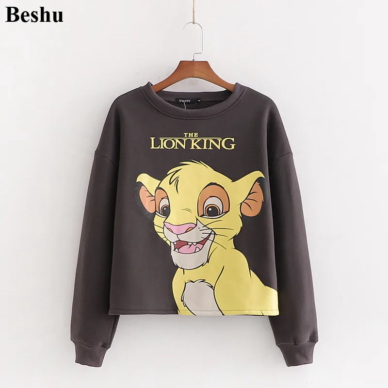 Za 2019 модная женская толстовка коричневого цвета из хлопка с рисунком короля льва