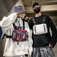 oxford cloth graffiti vest bag fashion belt bag multi function men women crossbody hip hop style streetwear vest waist packs