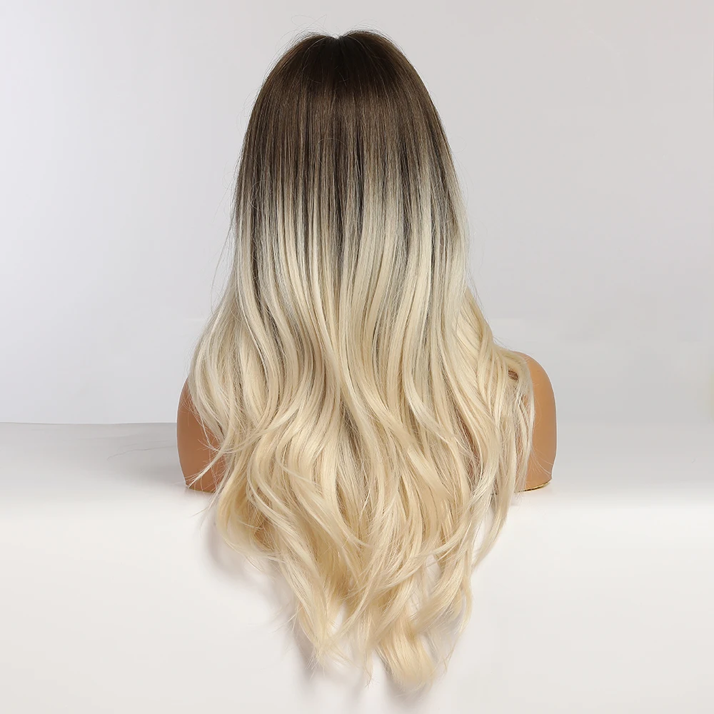 Длинные волнистые синтетические парики ALAN EATON натуральные Омбре черные