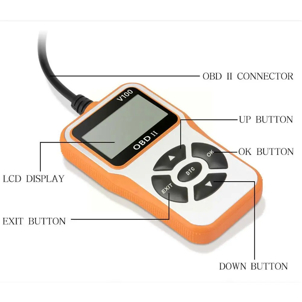 

V100 OBD2 Car Fault Scanner Diagnostic Tool Reader Scanner Analyzer Built-in Tools Car Vehicle Languages Six Automotive OBD E9D0