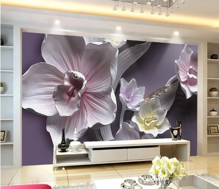 3D стерео рельефные цветы Настенные обои для гостиной ТВ диван фон настенное
