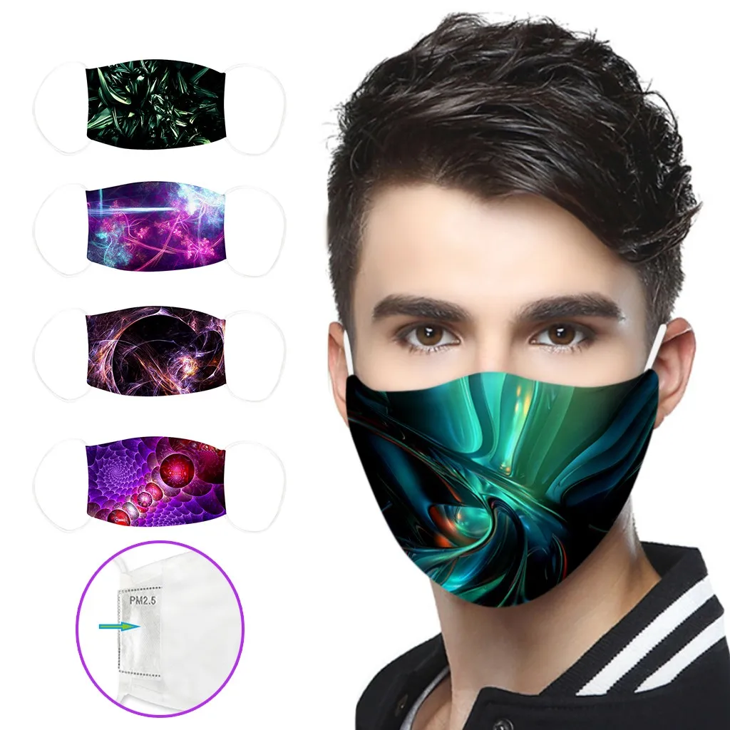 Взрослая модная шикарная 3D печать маска для лица моющаяся и многоразовая дышащая