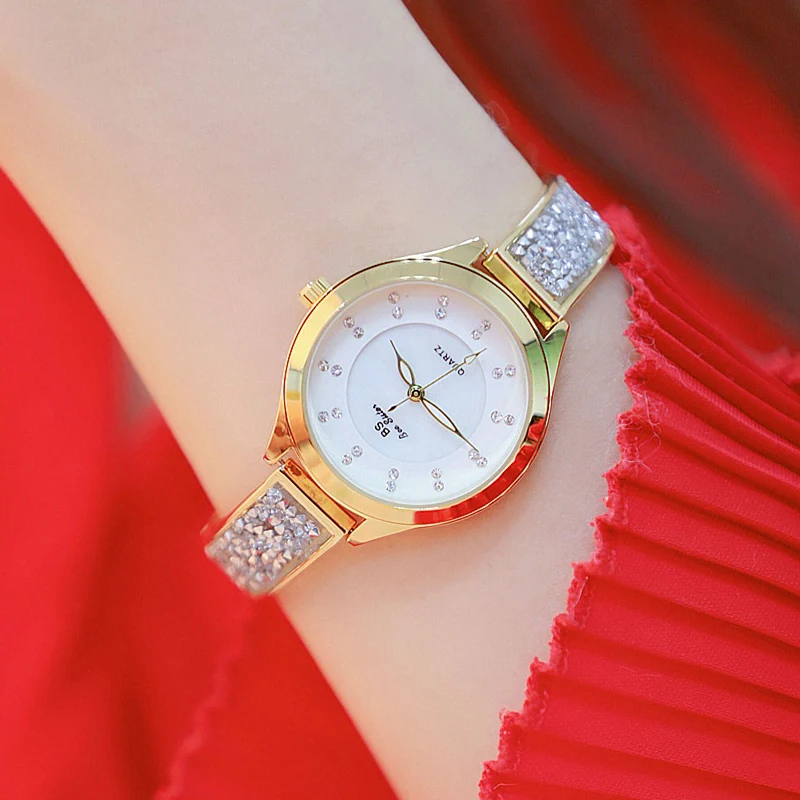 BS Брендовые женские часы с золотым наполнителем бриллиантовым циферблатом