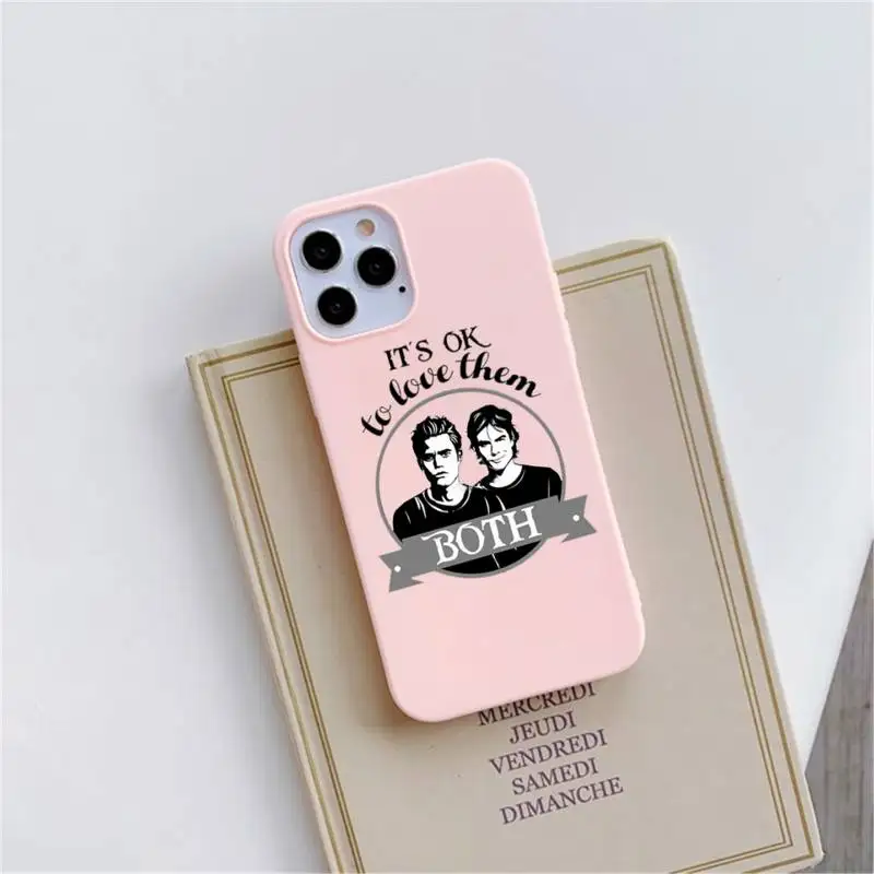 

The Vampire Diaries Phone Case Pink Candy Color for iPhone 11 12 mini pro XS MAX 8 7 6 6S Plus X SE 2020 XR