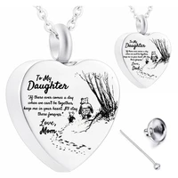 to my daughter heart cremation urn necklace for ashes urn jewelry carved locket stainless steel memorial pendant from mom dad