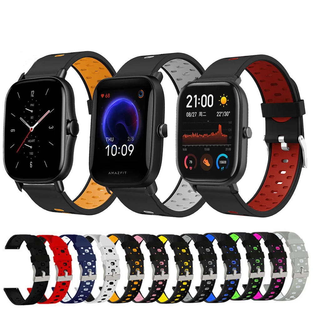 

Ремешок силиконовый сменный для Huami Amazfit Bip U Pro/Bip S, спортивный браслет для смарт-часов Amazfit GTS2 2E 2 Mini, 20 мм
