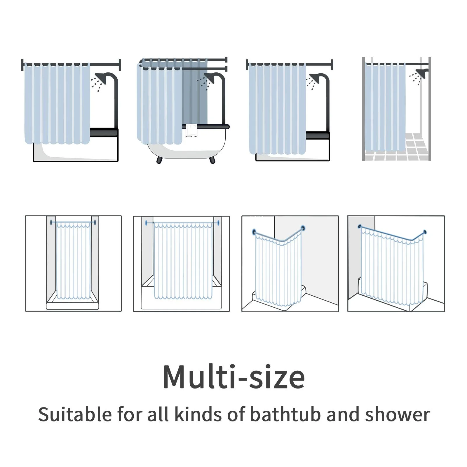 Пользовательские занавески для душа многоразмерные водонепроницаемые из