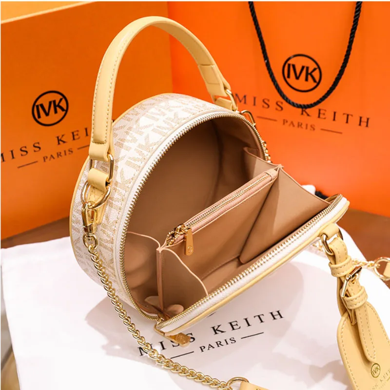 

2021New Fashion Women's Split Leather Round Crossbody Bag Female Small England Style Circular Handbag Lady Shoulder Bag