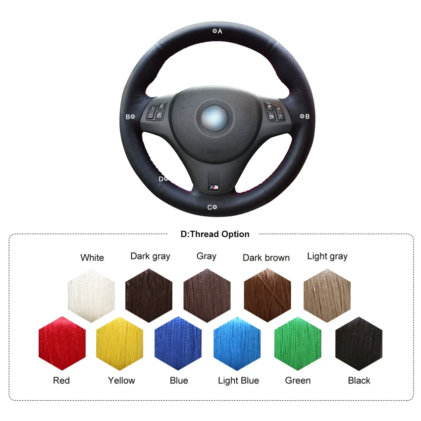 MEWANT черный чехол рулевого колеса автомобиля из искусственной кожи для BMW M Sport M3 E90