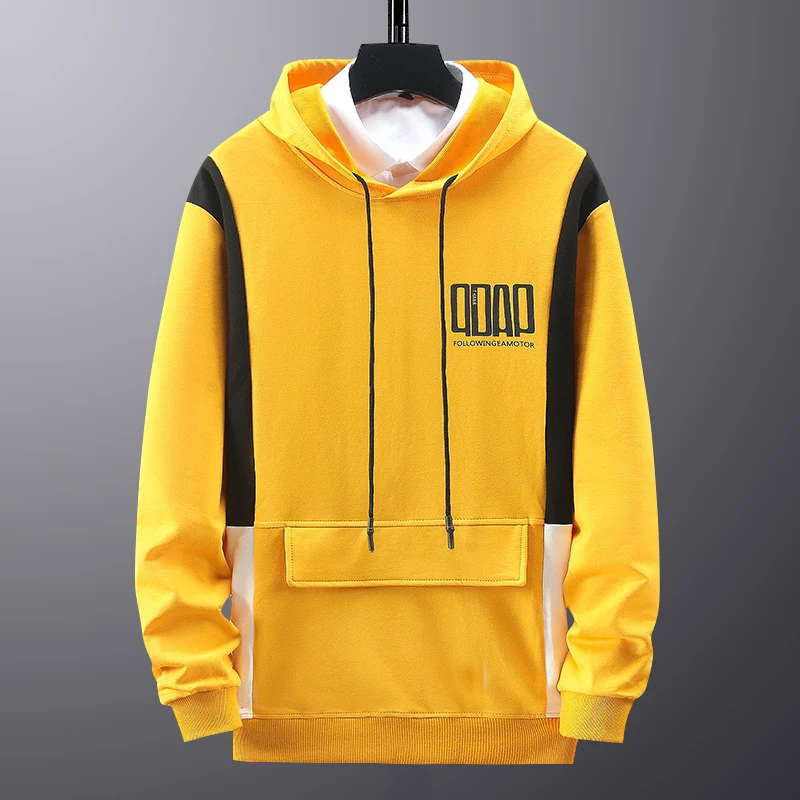 

Autumn And Winter New Men'S Classic Hoodie Fashion Casual Loose Letter Print Pullover Male Brand Sweatshirt Yellow Gray Blue