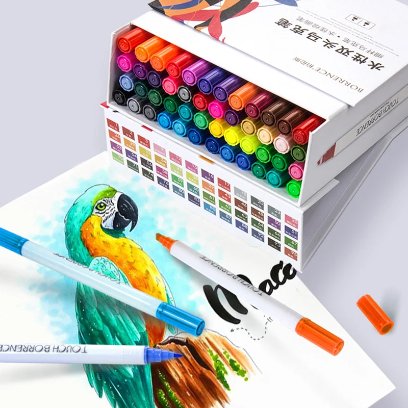 60 цветов художественные маркеры набор ручек с двойной головкой жидкие чернила