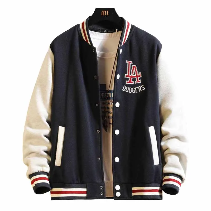 

2021 New Arrival Hot Preppy Style Cotton Thick Embroidery Rib Sleeve Bomber Jacket Brand Clothing Baseball Autumn Winter Casual