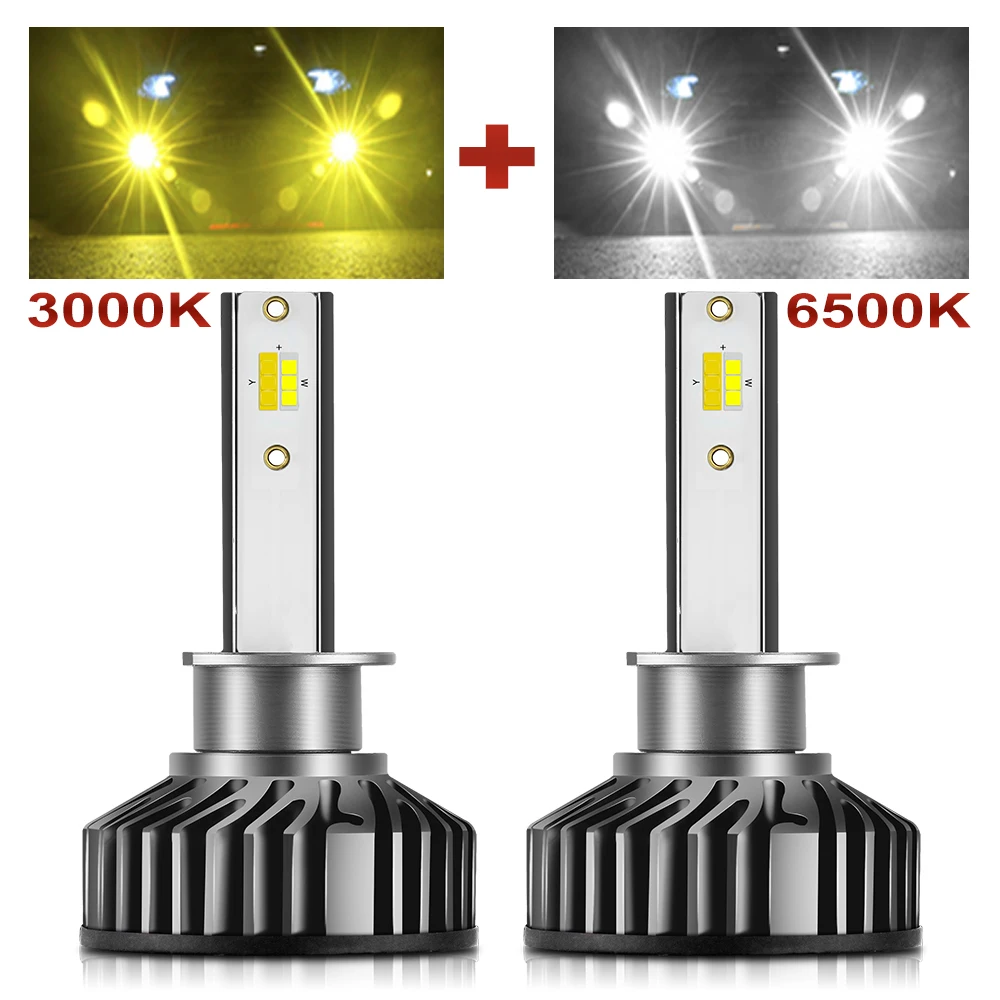 

BraveWay H1 H11 H8 H9 H7 LED Headlight Bulbs H7 LED Canbus HB3 HB4 LED Lights for Car 12V 24V 3000K+6500K Dual Color Fog Lamps