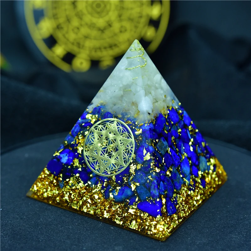 AURAREIKI оргонит Пирамида сахарра чакра аура белый кристалл лазурит Смола поделки