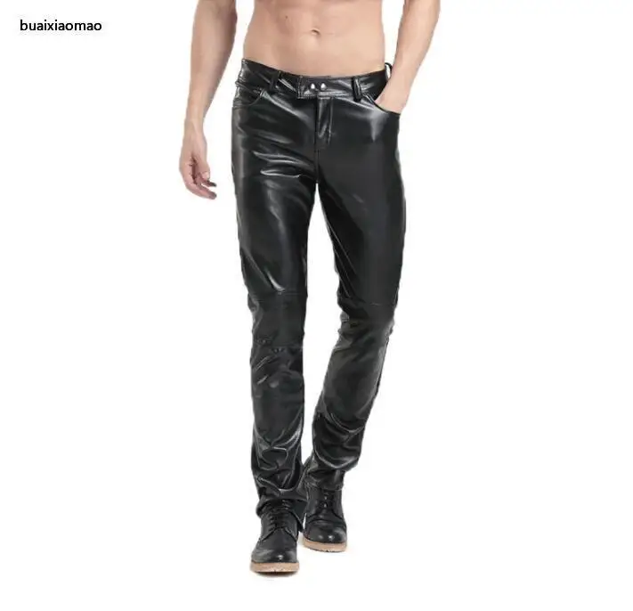 

Add Velvet Faux Leather Pants Mens Feet Pants Thin Motorcycle Pu Trousers For Men Personality Fashion Windproof And Waterproof