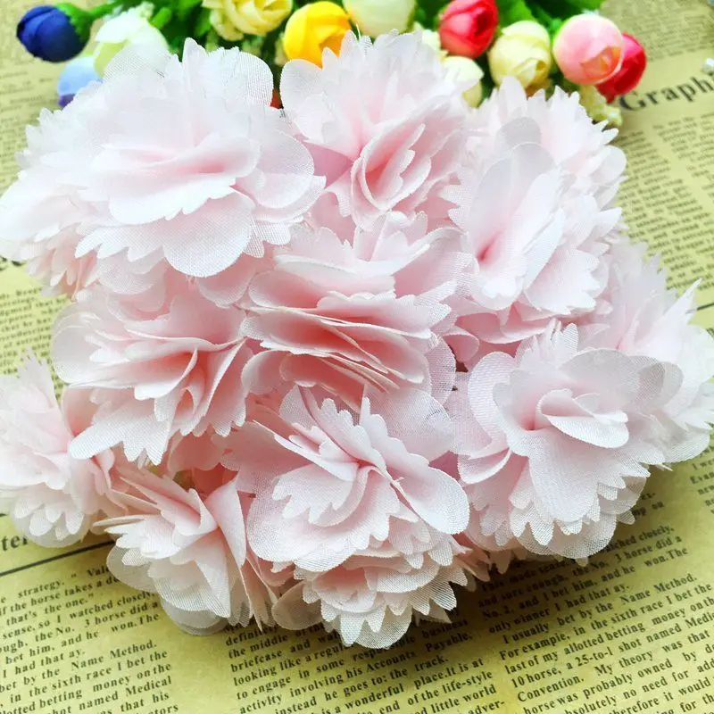 1 ярд цветной шифоновый 3D однотонный кластер цветы кружевная отделка платье